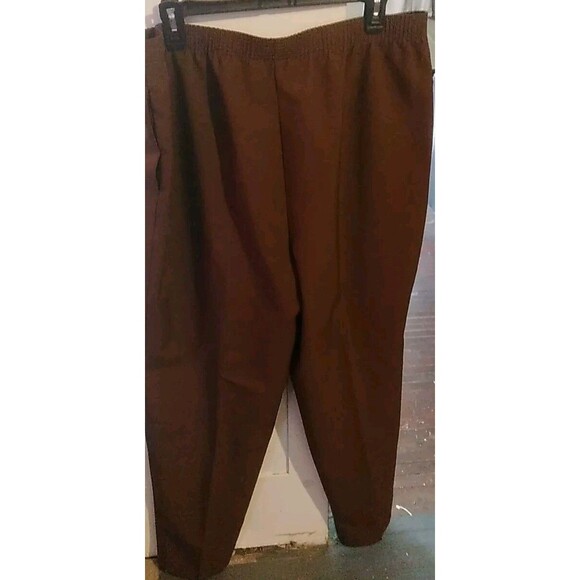Allison Daley Brown Elastic Waist Pull On Pants Size 16 R Office Workwear - Picture 2 of 4